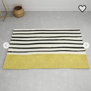 4x6’ Society6 black white Gold x Stripes Area Rug